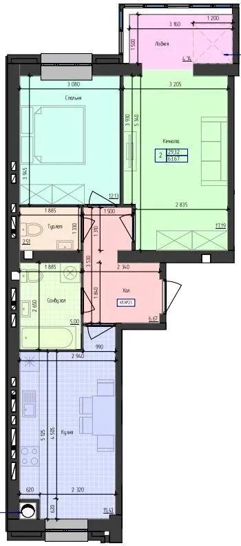2-кімнатна квартира, 64 м², вул. Рівненська, 25, Луцьк — фото 1