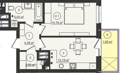 ЖК Стрийський Бульвар — 42.9 м²
