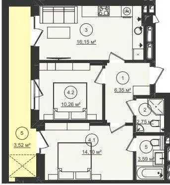 ЖК Стрийський Бульвар — 56.7 м²