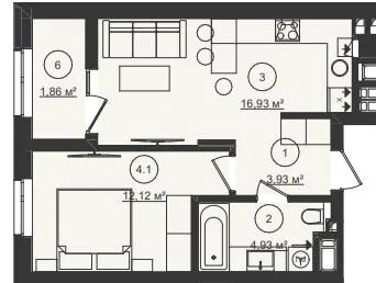 1-комнатная квартира, 40 м², Стрый — фото 1