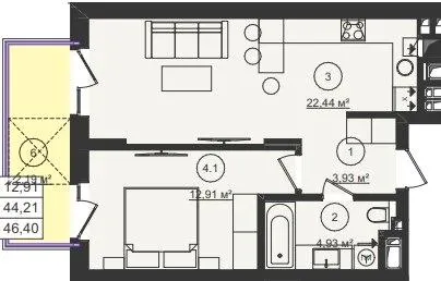ЖК Стрийський Бульвар — 46.4 м²