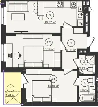 ЖК Стрийський Бульвар — 63.2 м²