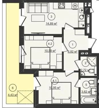 2-комнатная квартира, 54 м², Стрый — фото 1