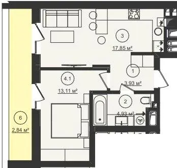 ЖК Стрийський Бульвар — 42.7 м²