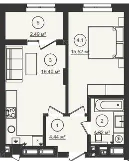 ЖК Стрийський Бульвар — 43.7 м²