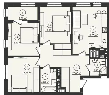 3-кімнатна квартира, 90 м², Стрий — фото 1