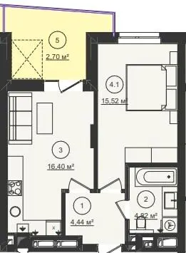 ЖК Стрийський Бульвар — 43.9 м²