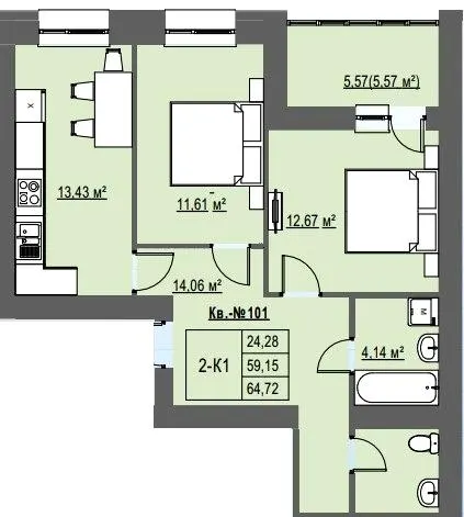 ЖК Браво — 64.7 м²