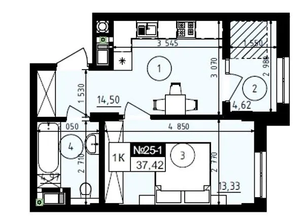 ЖК Парус ONE — 37.4 м²