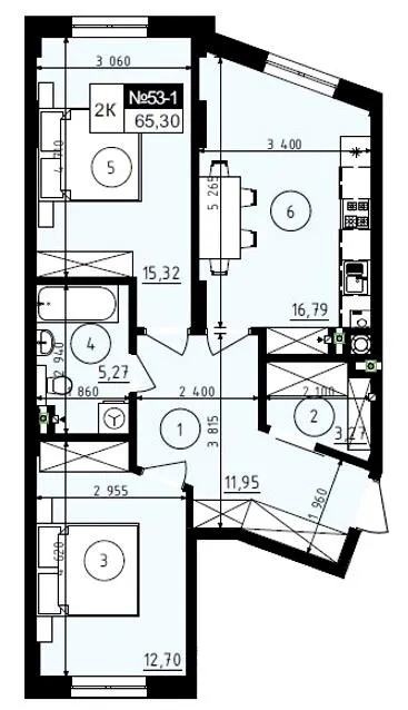 ЖК Парус ONE — 65.3 м²