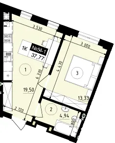 ЖК Парус ONE — 37.8 м²