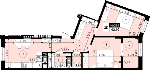 ЖК Парус ONE — 62.9 м²