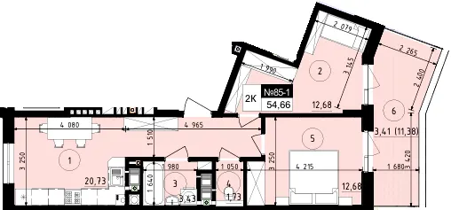 ЖК Парус ONE — 54.7 м²