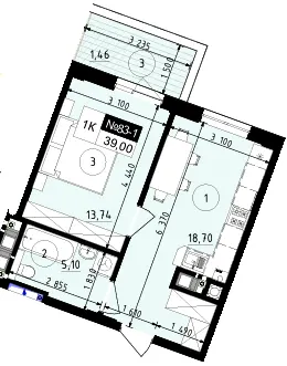 ЖК Парус ONE — 39 м²