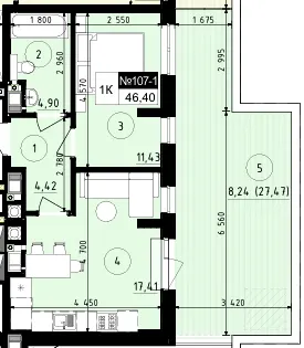 ЖК Парус ONE — 46.4 м²