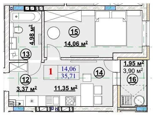 ЖК Ромашка — 35.7 м²