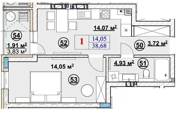 ЖК Ромашка — 38.7 м²