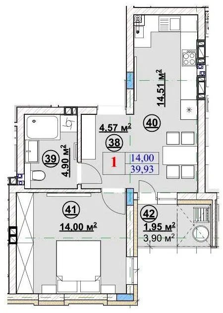 ЖК Ромашка — 39.9 м²