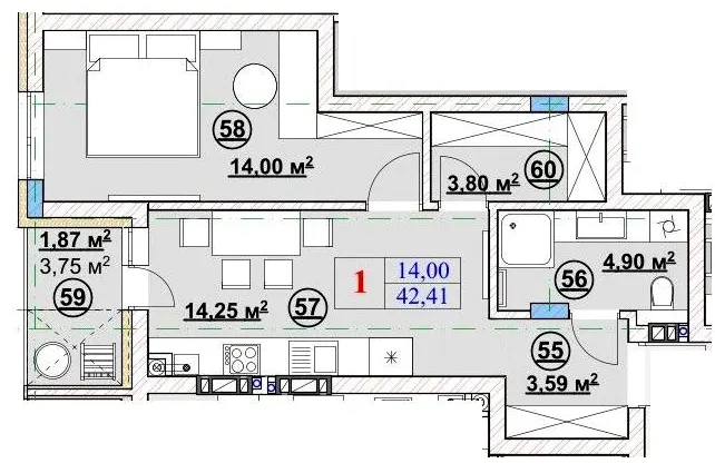 ЖК Ромашка — 42.4 м²