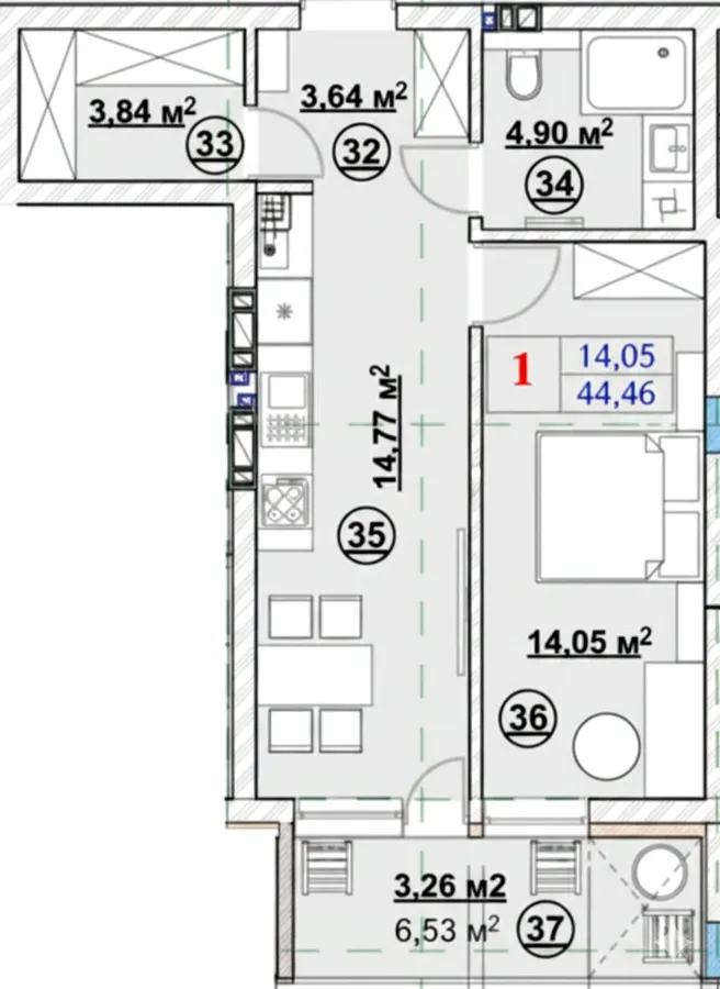 ЖК Ромашка — 44.5 м²
