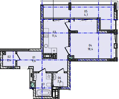 ЖК Nova City — 53.6 м²