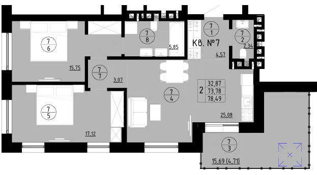 ЖК AURA — 78.5 м²