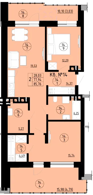 ЖК AURA — 85.8 м²