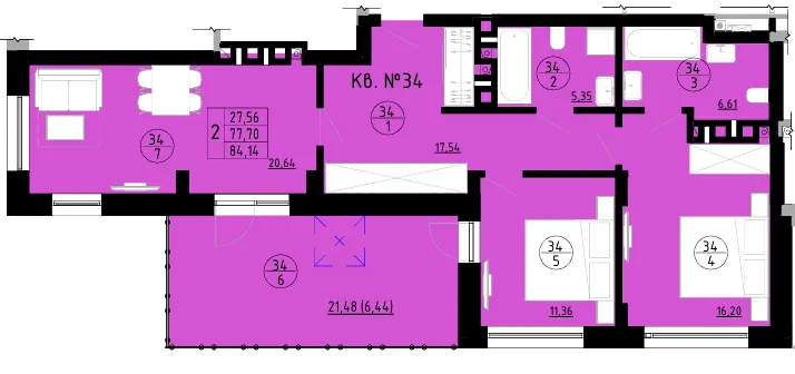 ЖК AURA — 84.1 м²