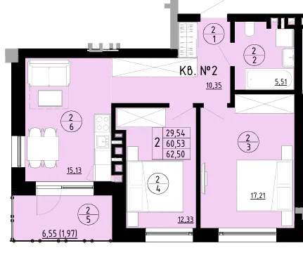 ЖК AURA — 62.5 м²