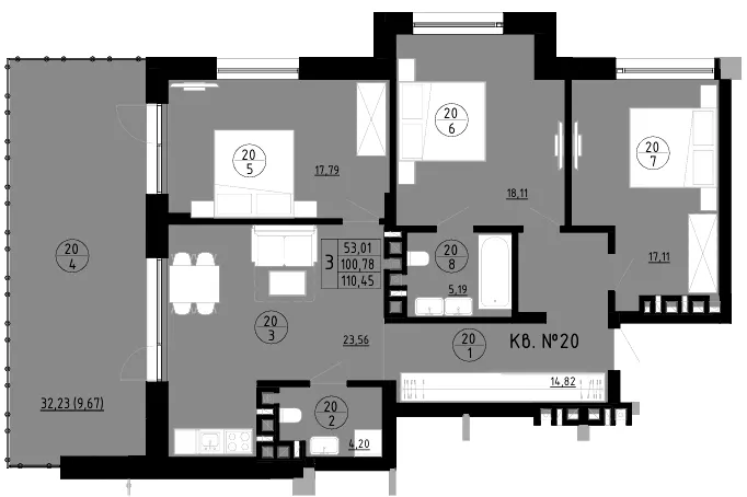 ЖК AURA — 110.5 м²