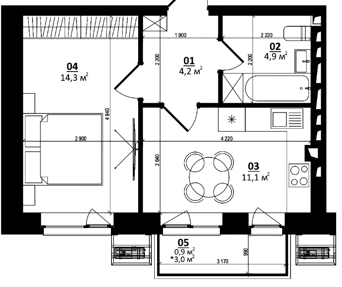 1-кімнатна квартира, 35 м², Білогородка — фото 1