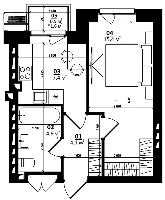 ЖК Білий Шоколад.Center — 32.3 м²