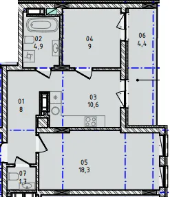 ЖК Nova City — 56.9 м²