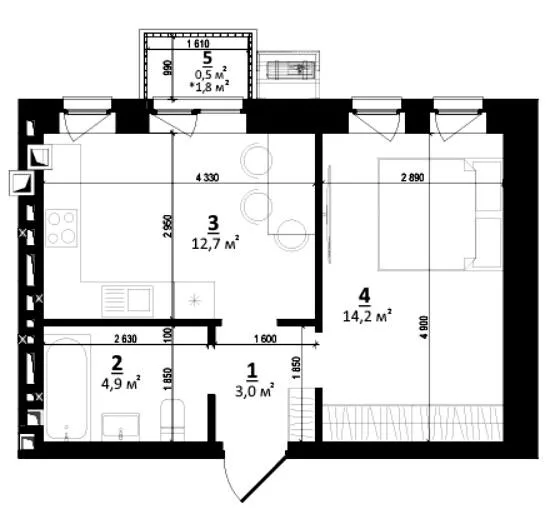 1-комнатная квартира, 35 м², Белогородка — фото 1