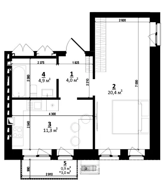 ЖК Білий Шоколад.Center — 41.3 м²