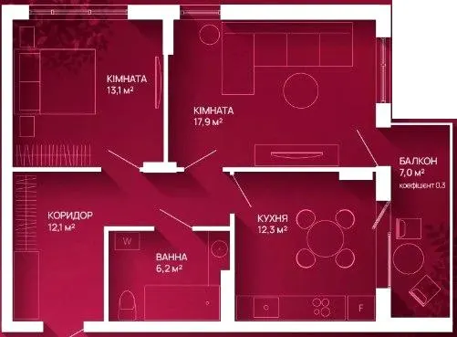 ЖК Family Plaza — 64 м²