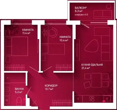 ЖК Family Plaza — 62 м²