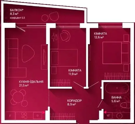 ЖК Family Plaza — 63 м²