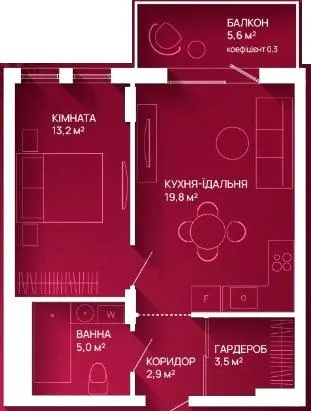 ЖК Family Plaza — 46 м²