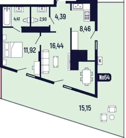 ЖК Towers Truskavets — 63.7 м²