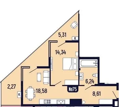 ЖК Towers Truskavets — 55.4 м²