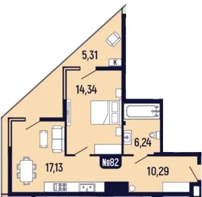 ЖК Towers Truskavets — 53.3 м²