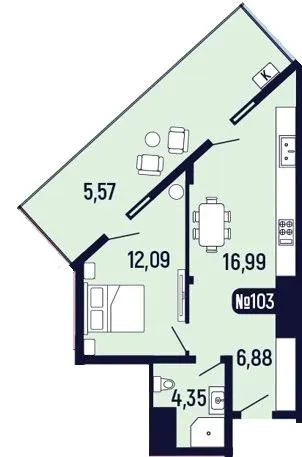 ЖК Towers Truskavets — 45.9 м²