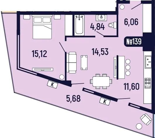 ЖК Towers Truskavets — 57.8 м²