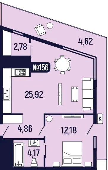ЖК Towers Truskavets — 54.5 м²