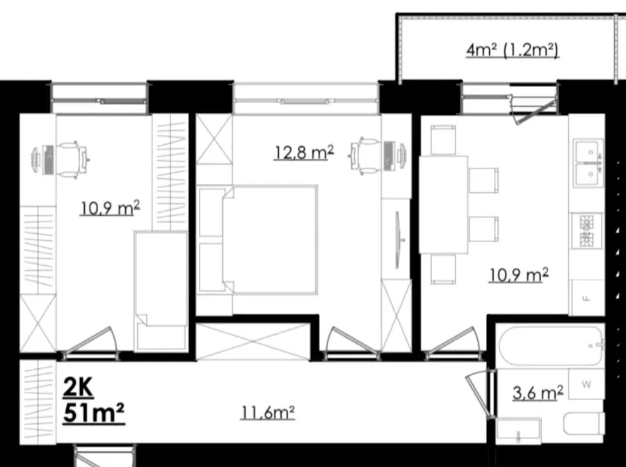 ЖК FOREST HILL — 51 м²