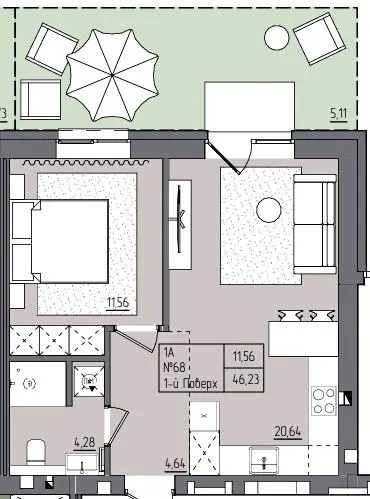 ЖК Субурбія Соло — 46.2 м²