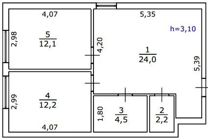 вул. Яслинська, 3 — 55 м²