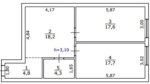 вул. Яслинська, 3 — 62.6 м²