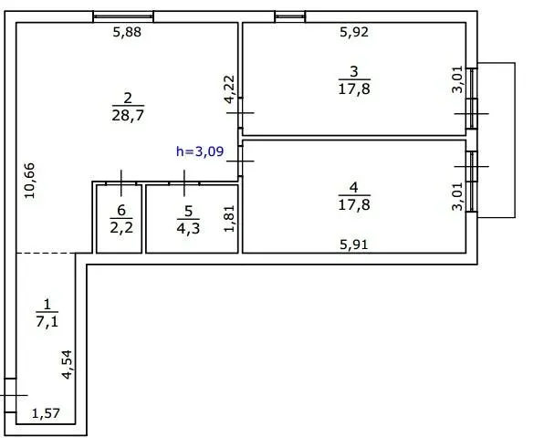 вул. Яслинська, 3 — 79 м²